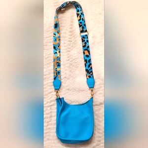 Turquoise Leopard Guitar Strap Crossbody Bag